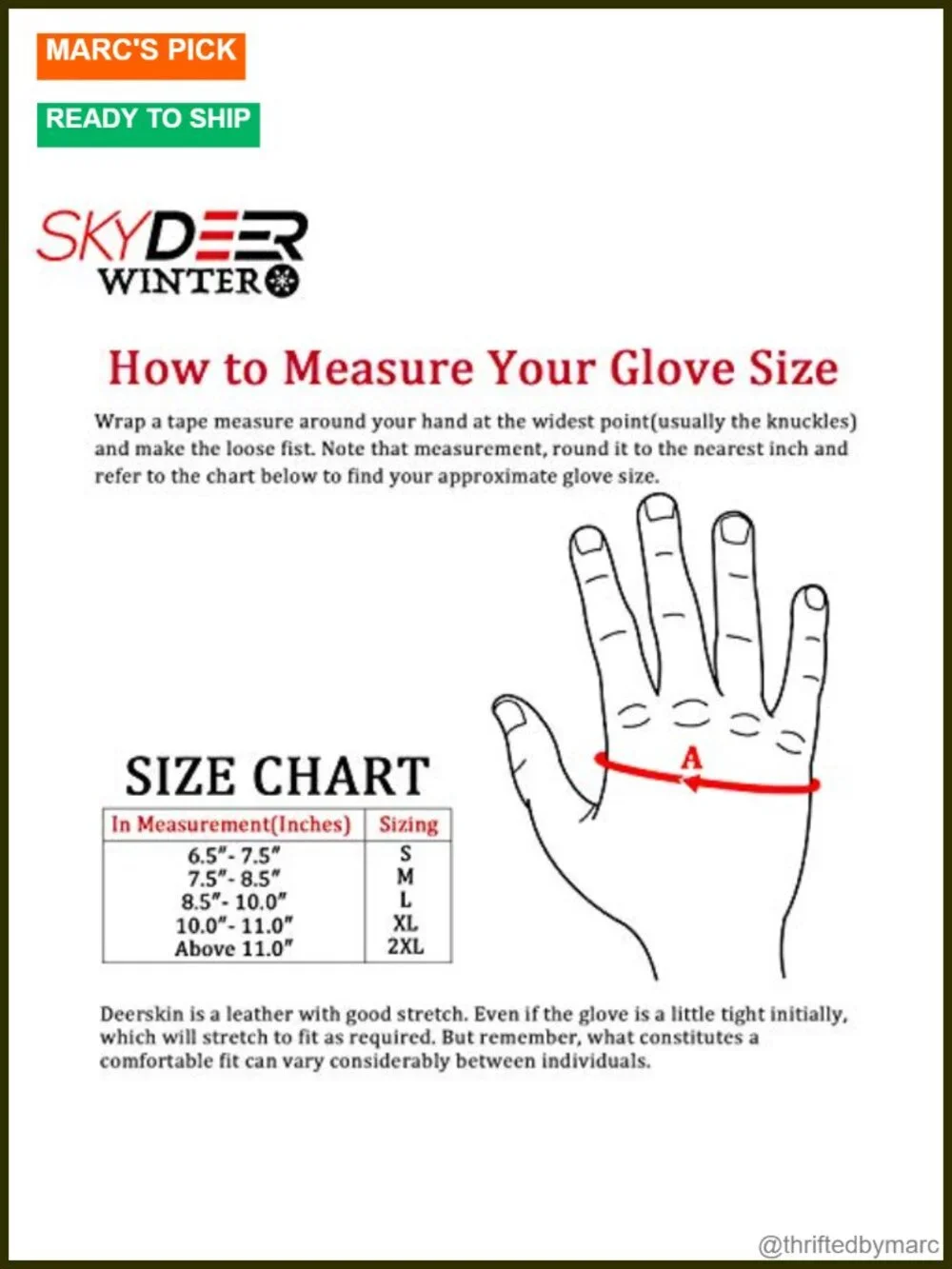 Genuine Deerskin Suede Winter Work Gloves with 3M Thinsulate Insulation